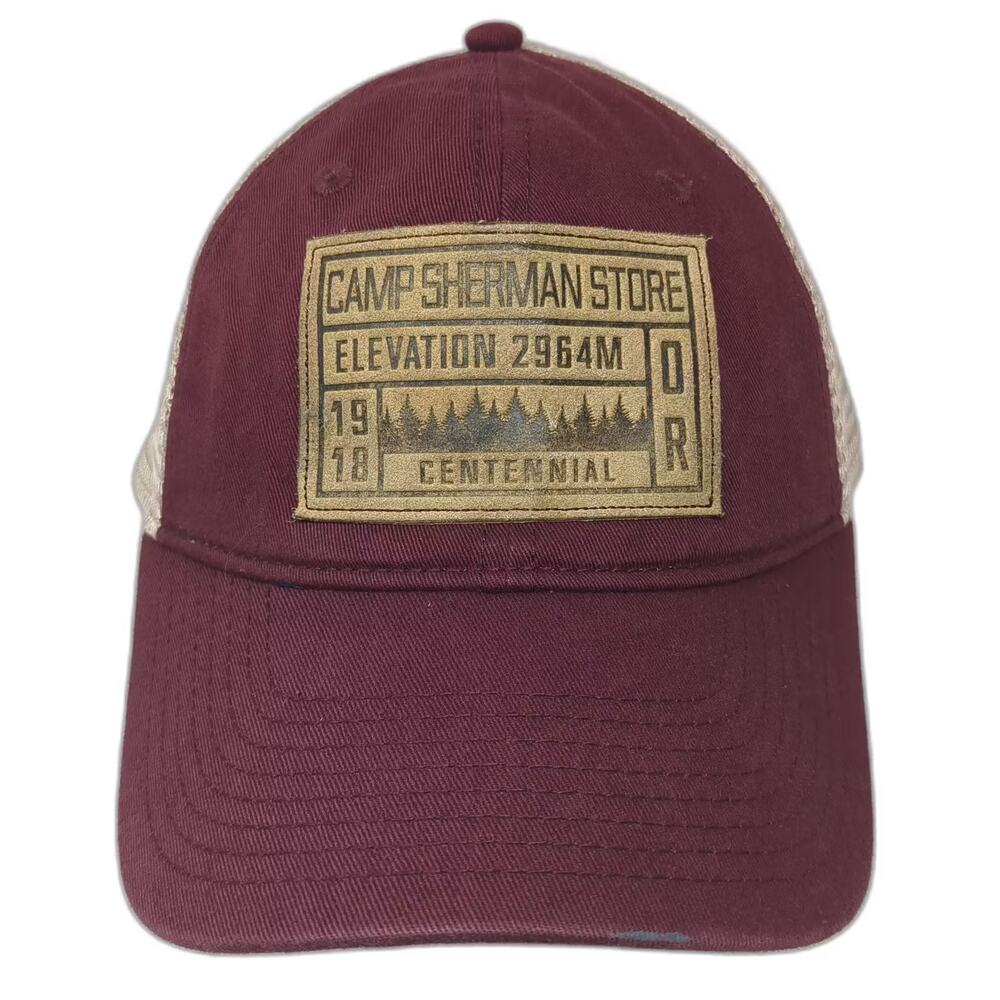 Gear Trucker Hat Red Beige OS Snapback Camp Sherman Store Centennial Patch